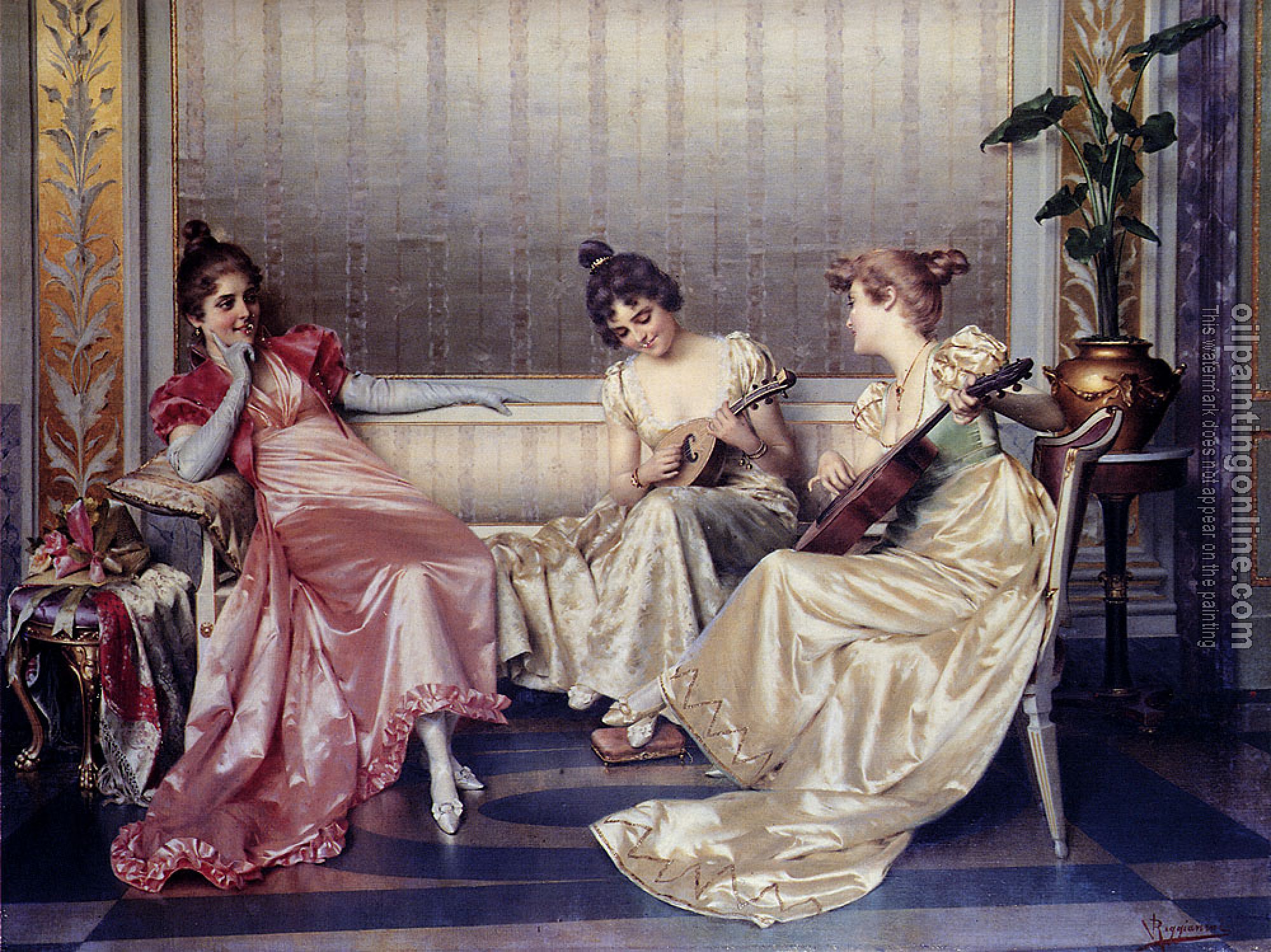 Vittorio Reggianini - Elegant Figures In An Interior